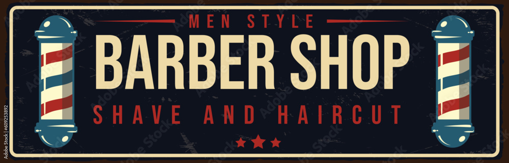 Barber shop retro promotion poster signboard vector template