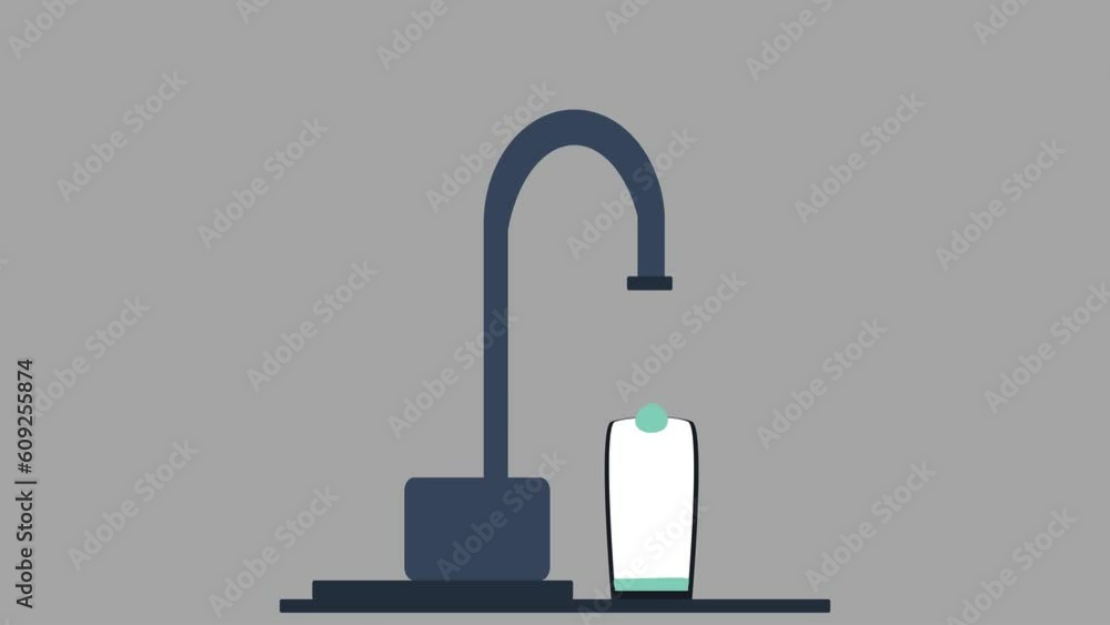 Animation dripping water faucet. Water faucet animation. Water tap dripping with water drop and splash. Animation dripping water faucet. Water faucet animation. Water tap dripping with water drop and splash.