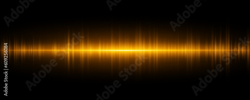Digital glowing sound wave. Vibration equalizer with orange light effect. Abstract background. Vector illustration.