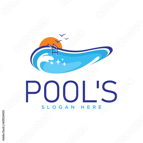 Pool Service and maintenance logo design template