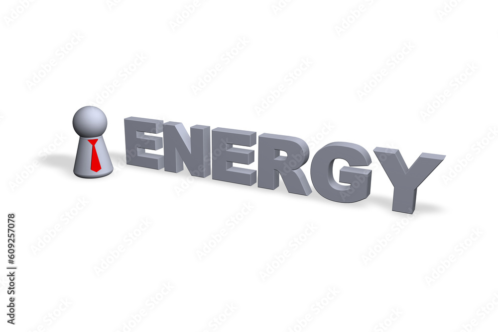 play figure businessman with red tie and energy text in 3d play figure businessman with red tie and energy text in 3d