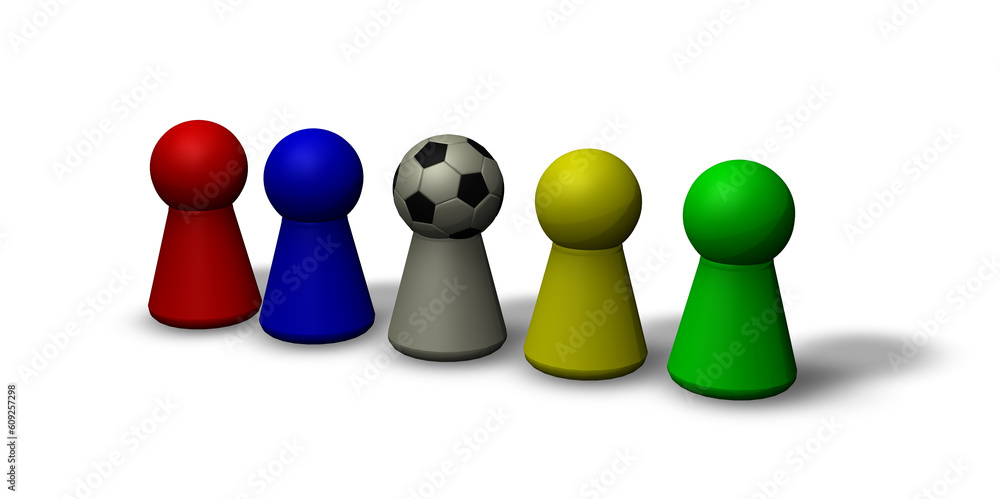 play figures - multicolored and a soccerhead play figures - multicolored and a soccerhead