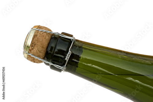 Champagne bottle with cork intact.