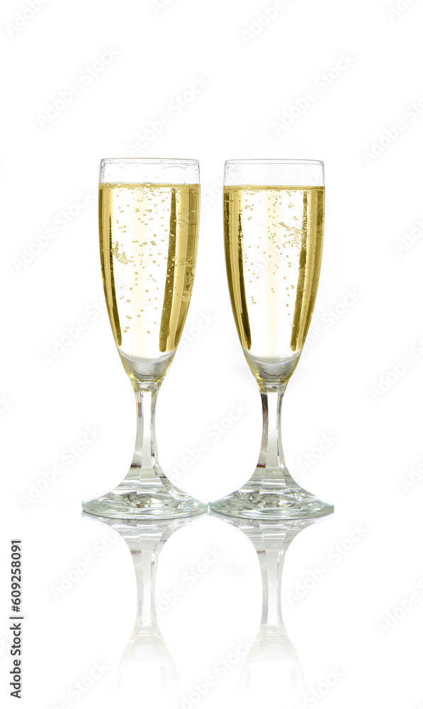 Pair of champagne flutes ready for celebration Pair of champagne flutes ready for celebration