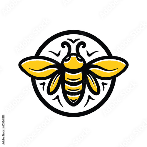 Bee Logo Vector Graphic Design illustration Vintage Badge Emblem Symbol and Icon