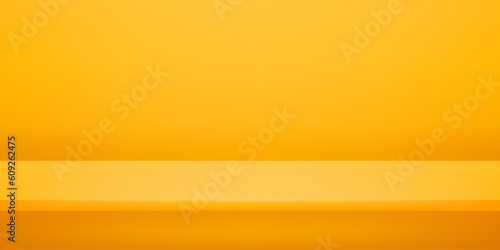 Empty yellow studio room. Space for selling products on the website. Yellow studio light. Yellow background. Vector illustration.