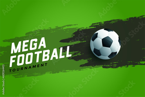 realistic football mega tournament league green background in grungy style