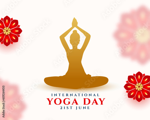 world yoga day event background with flower decoration