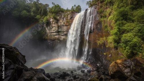 waterfall and rainbow made with generative ai