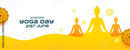 decorative international yoga day banner for fitness inspired theme