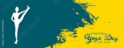 grungy style international yoga day celebration banner design
