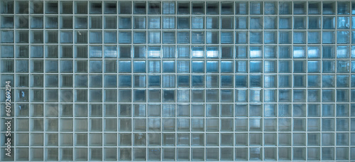 perfect glass tile wall, glass bricks in blue