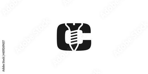 vector illustration of letter C screw