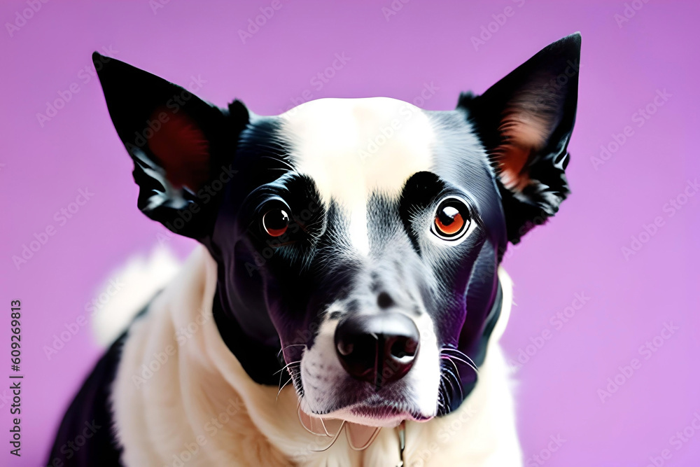 an Adorable Canine dog on purple background