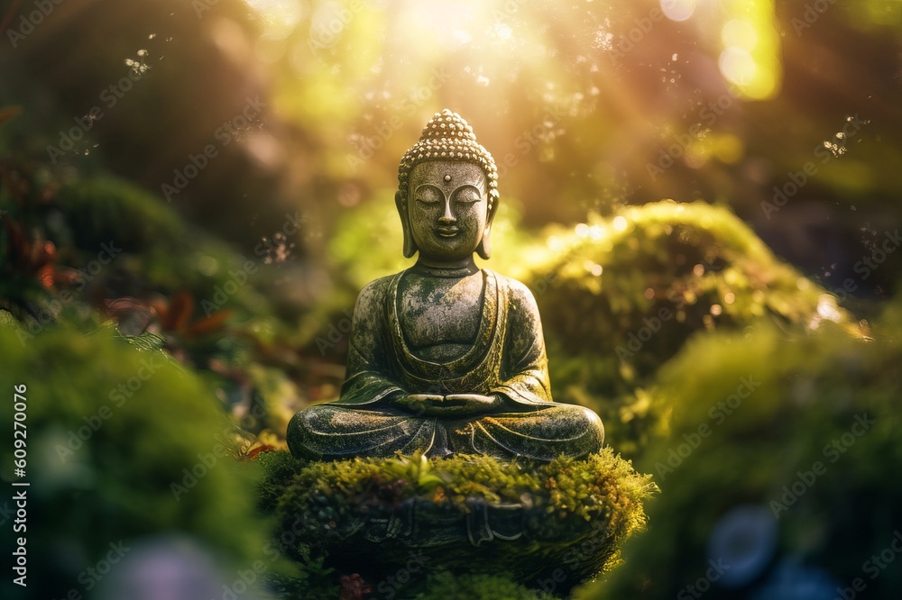 苔の生えたブッダ像,Generative AI AI画像 苔の生えたブッダ像,Generative AI AI画像