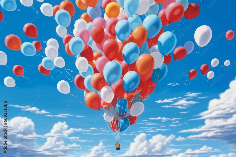 Naklejka premium 青空と風船,Generative AI AI画像