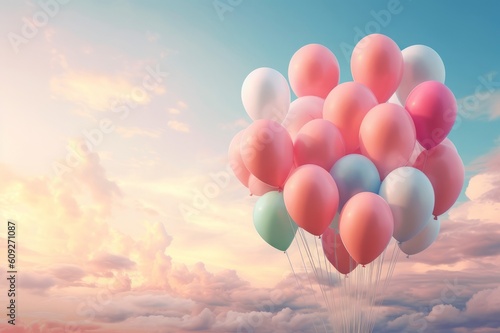 風船とトワイライトの空,Generative AI AI画像