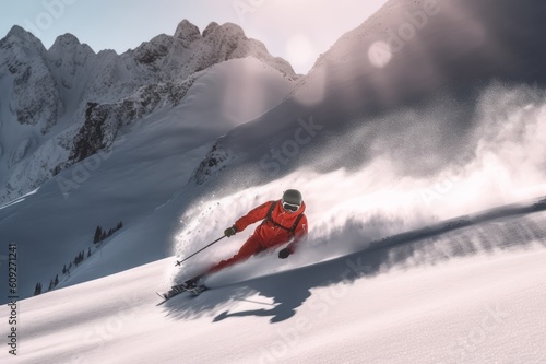 skiing in the mountains made with generative ai