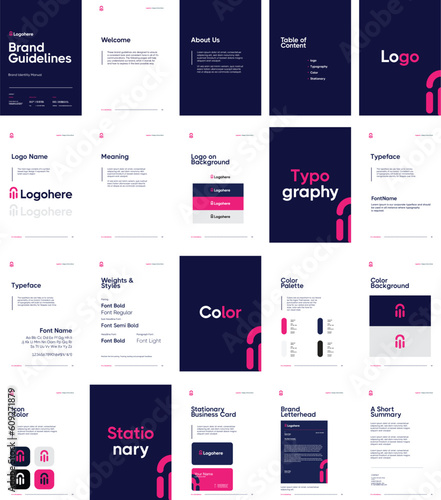 Editable Logo Book Template. Design Manual for Creatives