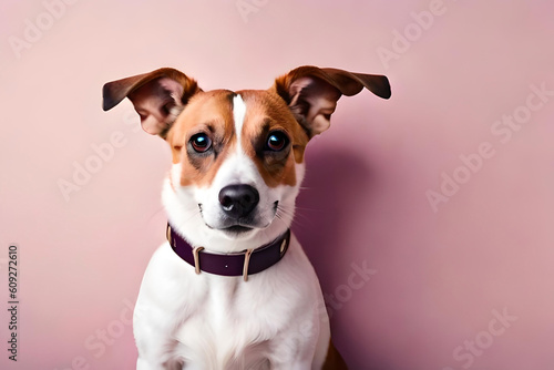 cute dog on pink background © Beste stock