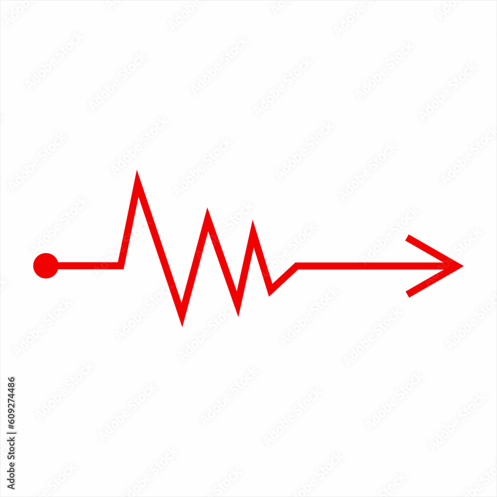 Arrow icon logo design with pulse sign concept. Arrow icon logo design with pulse sign concept.