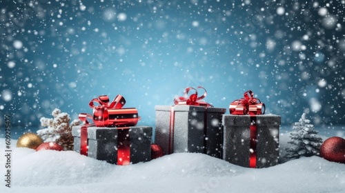 Christmas Snow Box of Gift Generative AI © Catrat