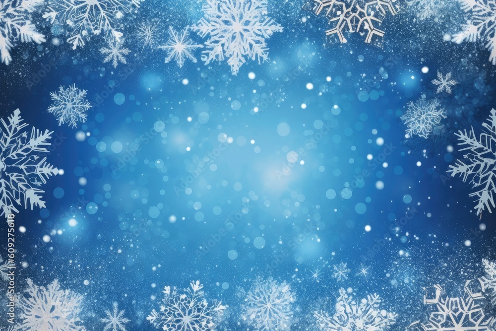 Christmas Winter Snow Blue Background Generative AI