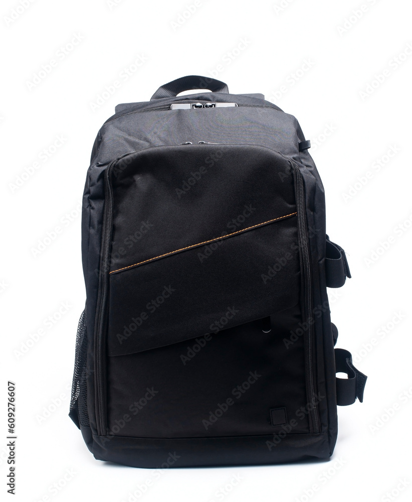 Naklejka premium Black backpack style square shape on white background.