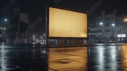 Empty billboard on the street. Generative AI