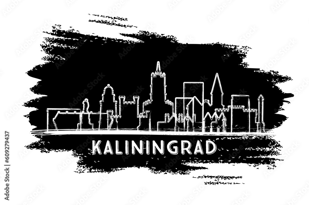 Kaliningrad Russia City Skyline Silhouette. Hand Drawn Sketch.