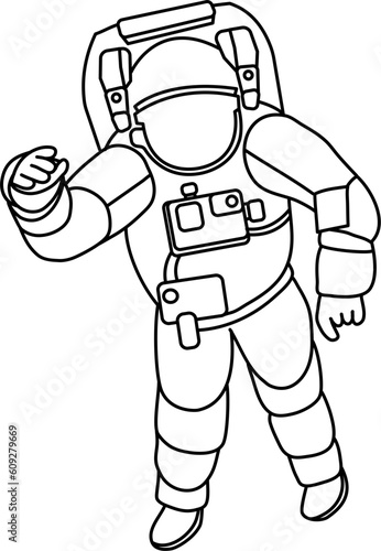 Planet Astronaut Outline Illustration Vector