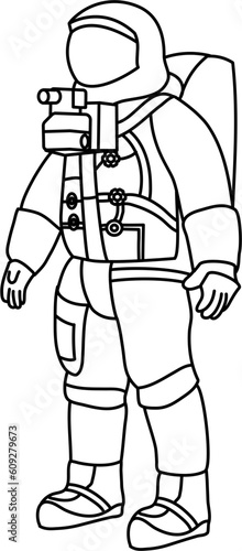 Standing Astronaut Outline Illustration Vector