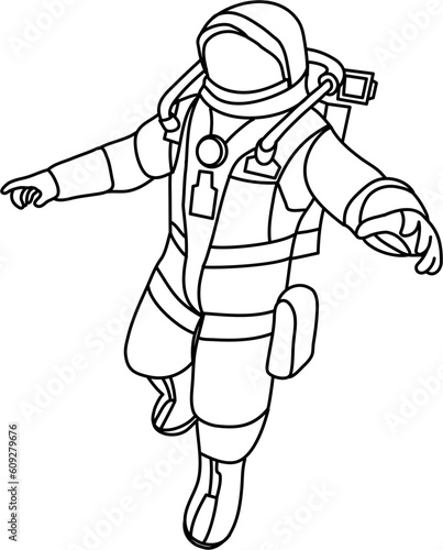 Fly Astronaut Outline Illustration Vector