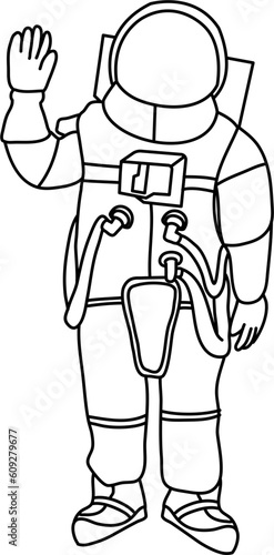 Standing Astronaut Outline Illustration Vector