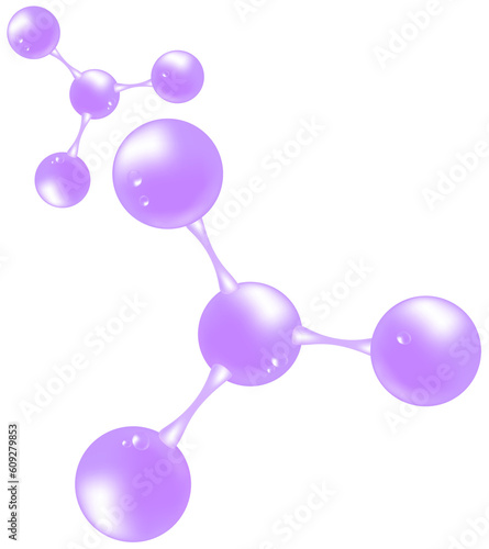 a molecule, Hyaluronic acid skin solutions, purple collagen, and vitamin drop