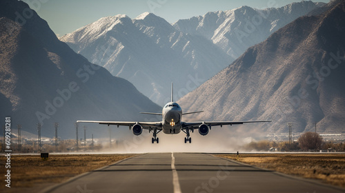 airplane landing on the runway, Generative AI