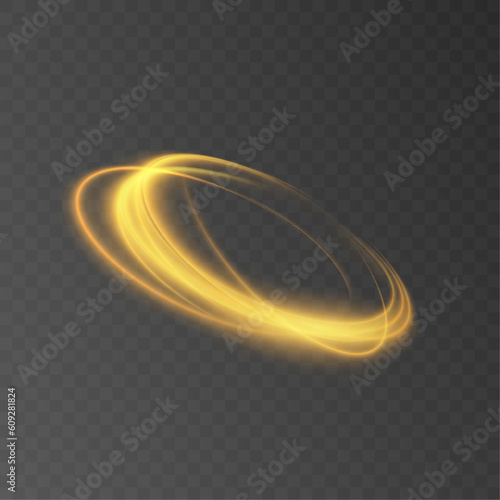 Abstract ring background with glowing swirling background. Energy flow tunnel. Blue portal with light distortion. Magic circle vector. Round frame with light effect 