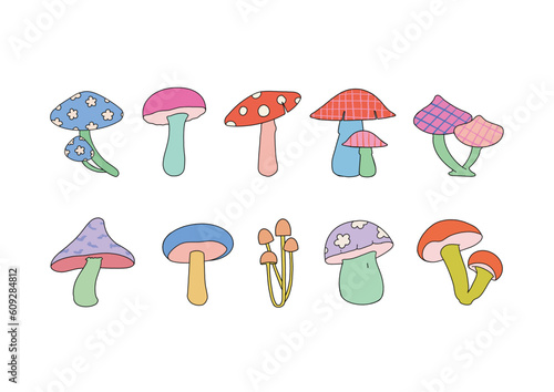 Groovy Doodle Retro Pop Art Mushroom Illustration