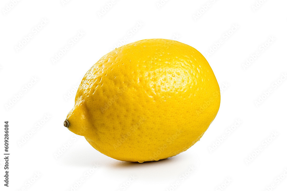 A single lemon isolated on a white background. created with generative ai A single lemon isolated on a white background. created with generative ai