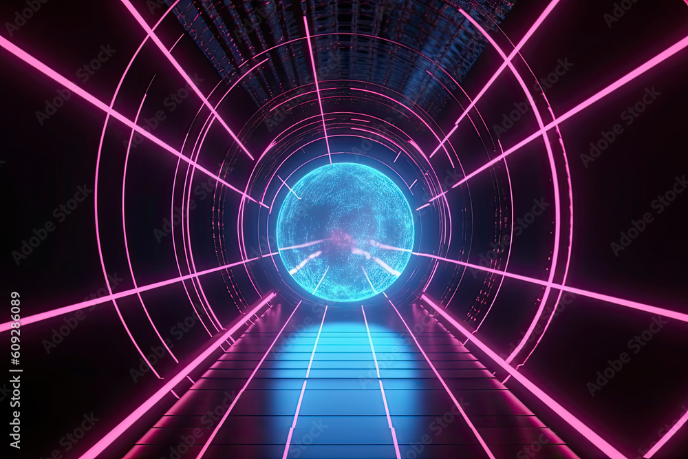 Abstract background colorful sphere made of yellow neon glow hi-tech sci-fi futurisctic energy.AI Generative Abstract background colorful sphere made of yellow neon glow hi-tech sci-fi futurisctic energy.AI Generative