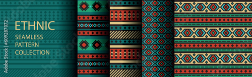 set of tribal seamless patterns, ethnic collection, african style