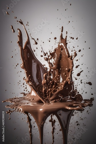 A chocolate splash on dark background photo