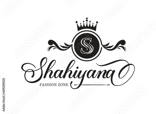 Vintage luxury ornamental logo with floral ornament. Suitable for whiskey, alcohol, beer, brewery, wine, barber shop, tattoo studio, salon, boutique, hotel signage.