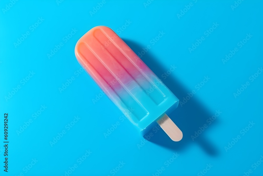 A colorful ice cream on blue background. Generative AI A colorful ice cream on blue background. Generative AI