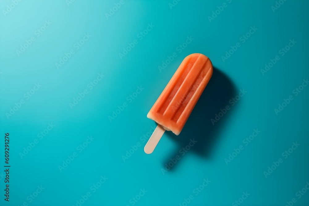 A colorful ice cream on blue background. Generative AI A colorful ice cream on blue background. Generative AI