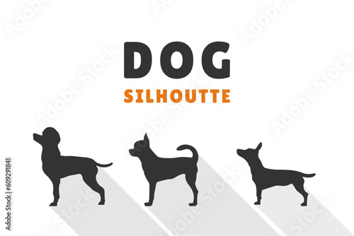Dog silhouette vector illustration, flat design with dogs