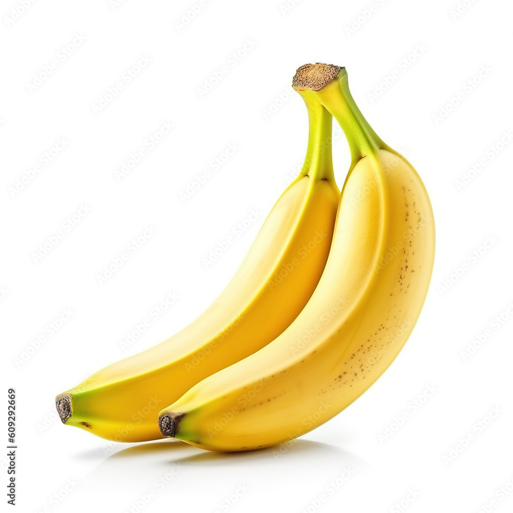 Banana on white background. Generative AI Banana on white background. Generative AI