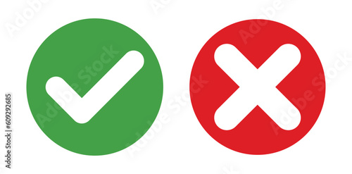 green check mark and red cross isolated vector, yes or no concept