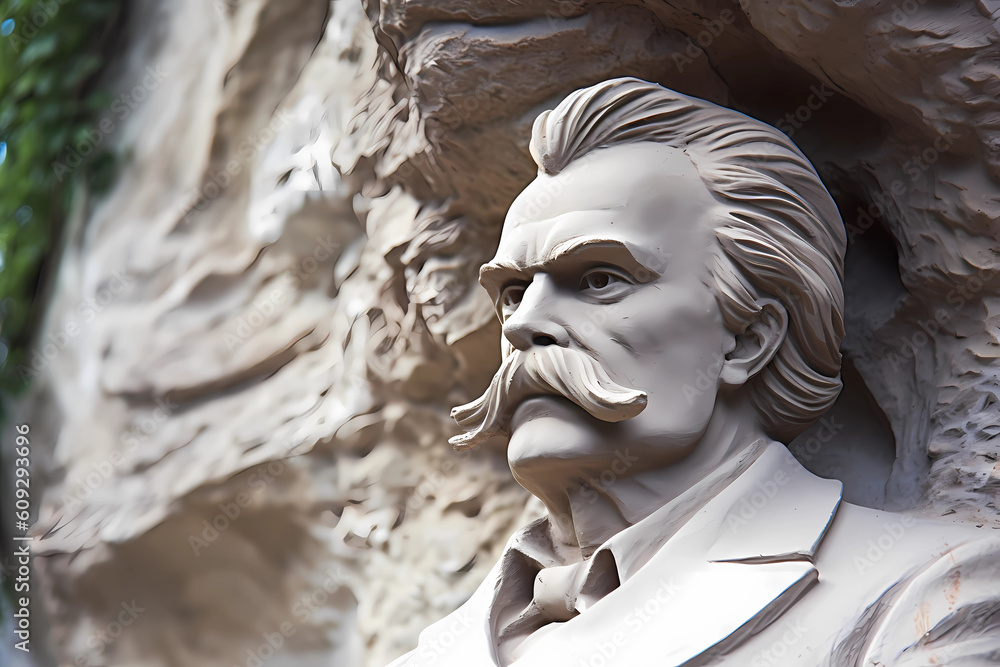 Obraz premium Friedrich Nietzsche, german philosopher, writer, pet. Generative AI. 