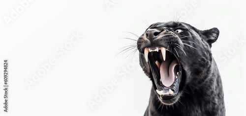 Black cat screaming banner. Generate Ai